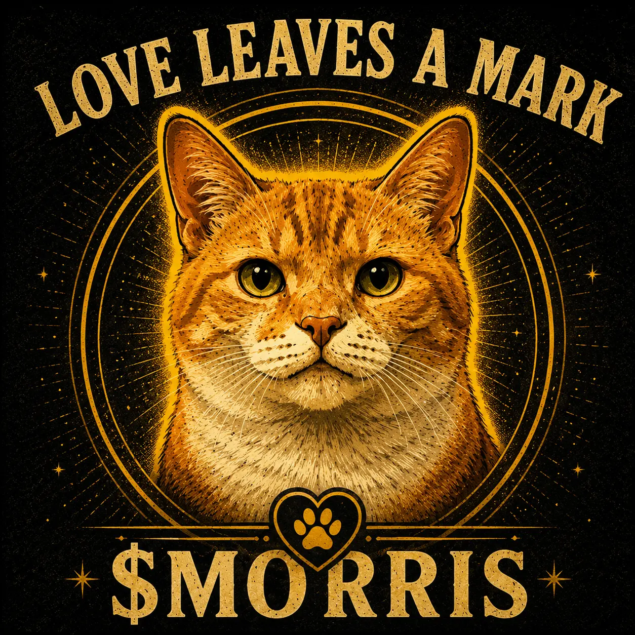 Golden outlined portrait of Morris